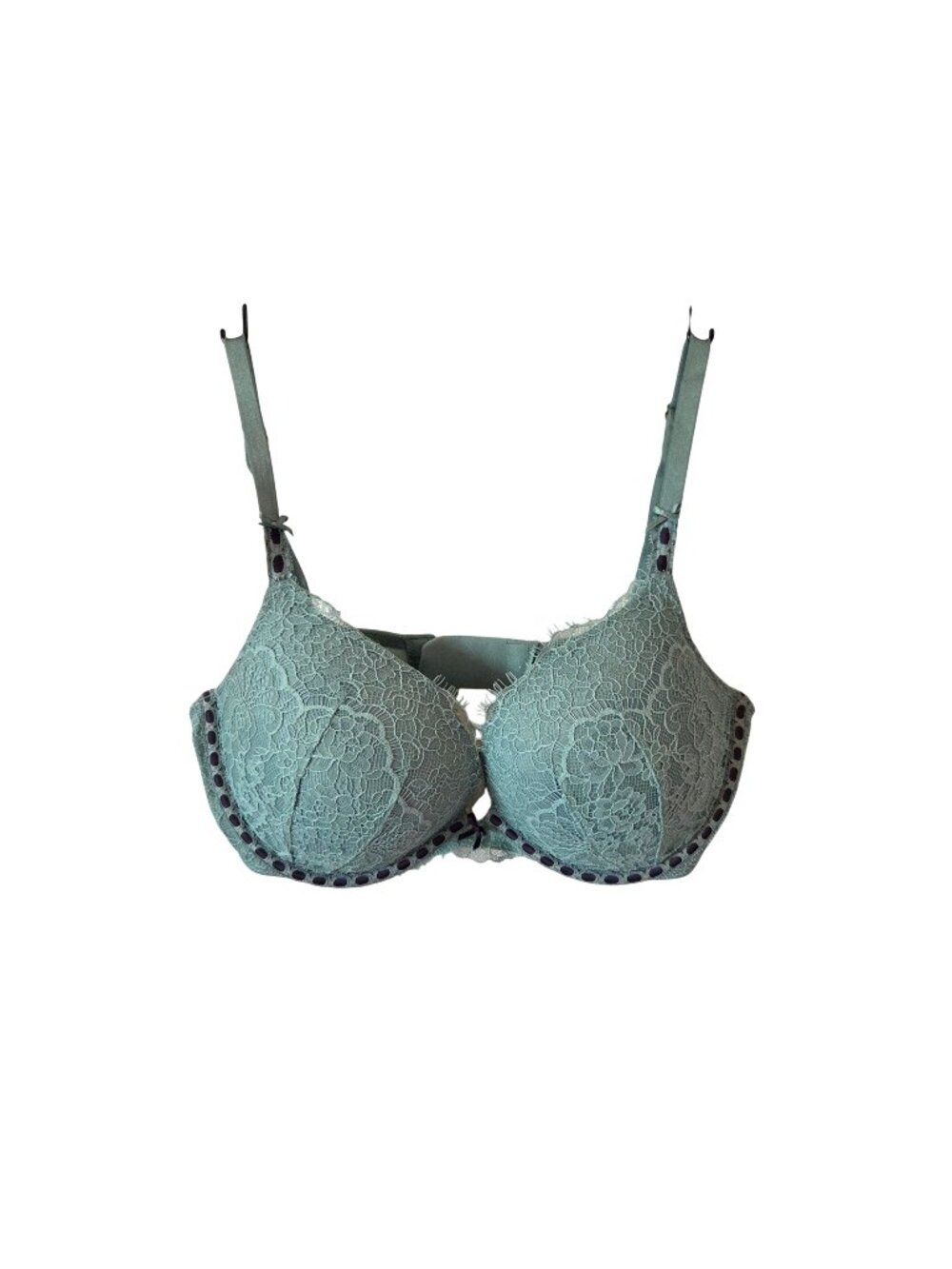 Victorias Secret Size 34D Dream Angels Lace Push-Up Bra Green Floral Mesh